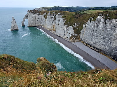 cliff, felsentor, coast, normandy, beach, etretat, rock