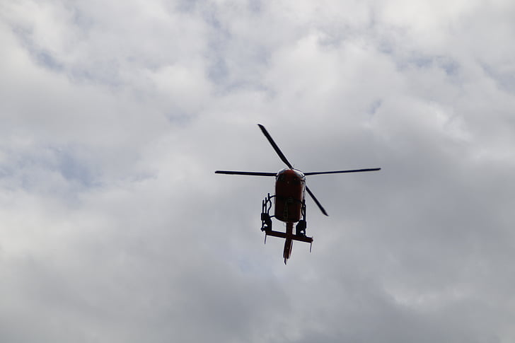 helikopteri, taivas, sininen, lentää, piireissä, pelastushelikopteri, Mountain rescue palvelu