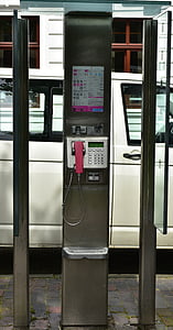 cabine telefônica, Telekom, chamada, moedas, cidade