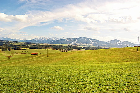 Луг, Альпийский, горы, пейзаж, Природа, Allgäu, лес