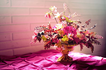 bloemen, boeket, roze, tekst ruimte, boeket bloemen, bloemen boeket, kleurrijke