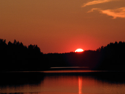 ljeto, venettely, zalazak sunca, Saimaa, Savonlinna, finski, vode