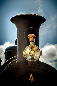 Lokomotive, Dampflokomitive, Zug, Eisenbahn, keine Menschen, niedrigen Winkel Ansicht, schließen