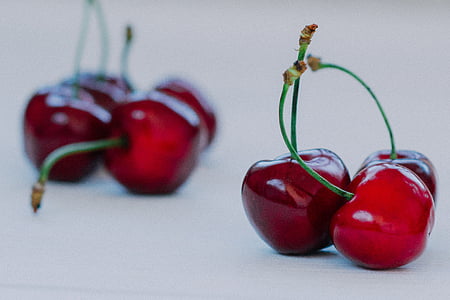 red, cherries, fruits, healthy, food, fruit, freshness