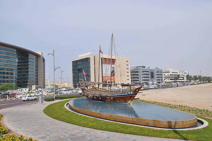 Łódź, monument, springvand, Dubai, City