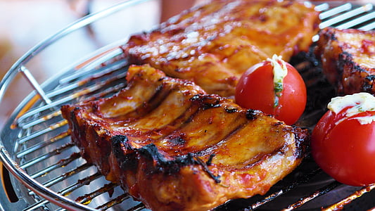 spare ribs, grill, bbq, barbecue, peeling ribs, meat, pork