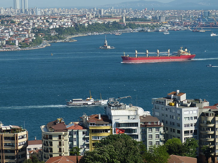 Bosporus, Istanbul, Turkije, Outlook, weergave, schip, Megacity