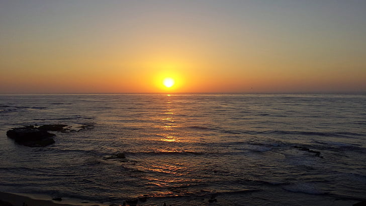 La jolla sunset, matahari terbenam, laut, California, Pasifik, matahari, laut