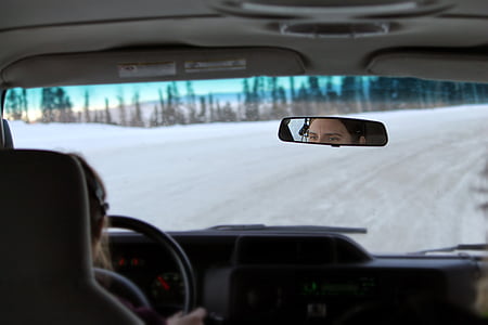 Van, carro, passeio, guia turístico, Alasca, Inverno, veículo