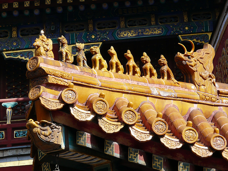 China, Chineză, acoperiş, cultura, Asia, decor, Dragon