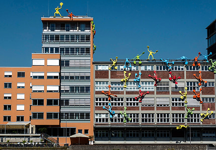 edifici, Portuària, pujar, obres d'art, Düsseldorf