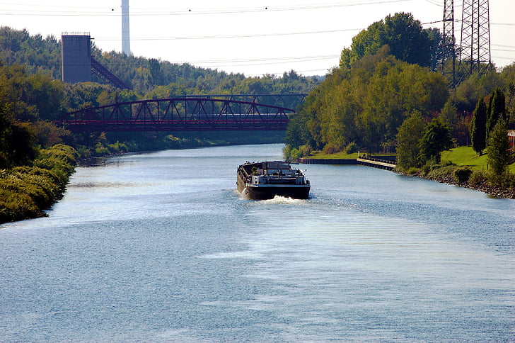 kanal, skib, Rhinen herne kanal, Bridge, Gelsenkirchen, Buga, Ruhr-området