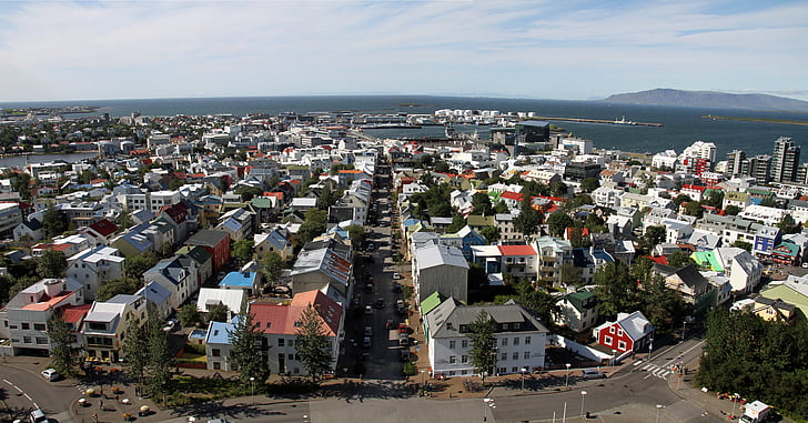 Reykjavik, Islandia, Miasto, panoramy, Architektura, Urban, Vista