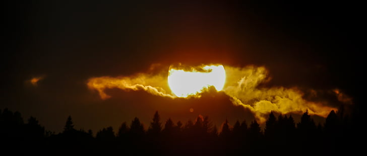 západ slnka, večerné slnko, slnko, Cloud, reflexie, večernej oblohe, atmosferické