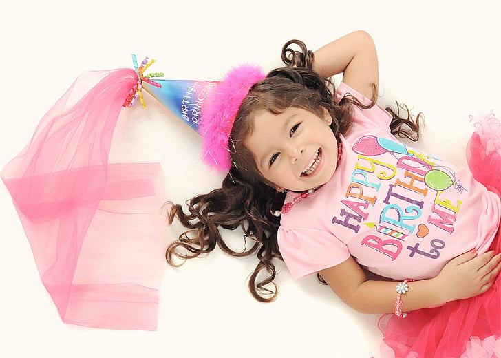 girl, fairy, happy, pink, birthday, kid, studio