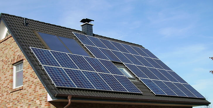 array panel surya, atap, rumah, rumah, perumahan, Residence, kekuatan