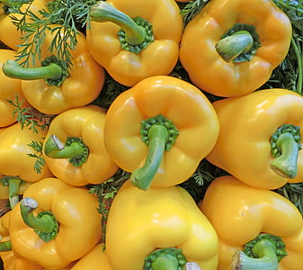 pimentón, amarillo, saludable, mercado, verduras