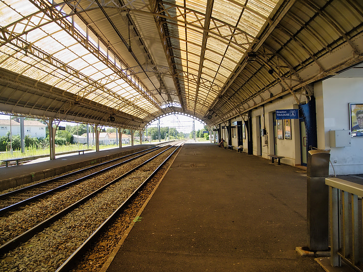Station, Wharf, SNCF, järnvägsspår, transport, Railroad station plattform, tåg