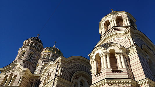 edifício, Igreja, Igreja Ortodoxa, Riga, Letônia