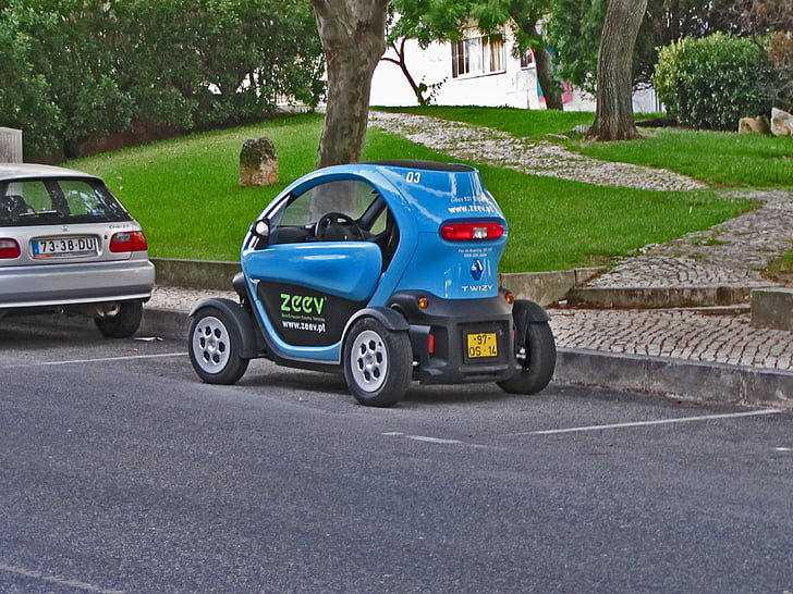 électrique, Renault twizy, mini, unique, rue, parking, voiture