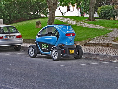 électrique, Renault twizy, mini, unique, rue, parking, voiture