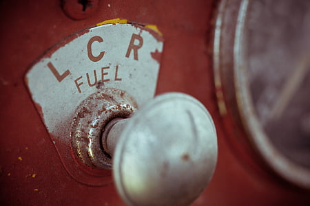 closeup, fotografia, LCR, combustível, botão, lidar com, combustíveis