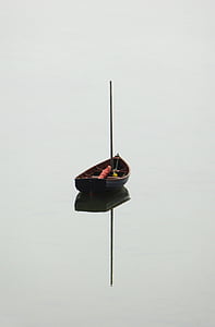 лодка, езеро, отражение, вода, спокойствие, спокойно, Ведър