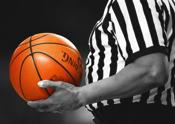 basketball, referee, game, orange, ball, sport, team