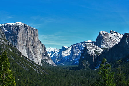 Yosemite, hó, olvadás, elmélkedés, kék ég, hegyi, Brook