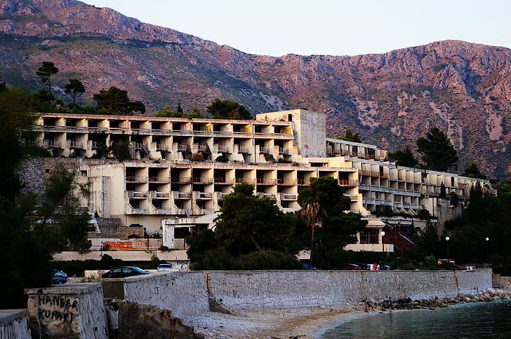 Kupari, Dubrovnik, Kroatien, hotell, övergiven, förstörde, kriget