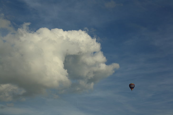 blauwe hemel, hemel, wolk, lucht, hete luchtballon