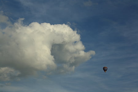 blauwe hemel, hemel, wolk, lucht, hete luchtballon