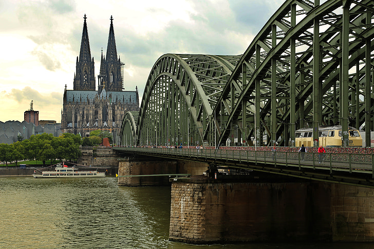 Köln, Hohenzollern bridge, Dom, Rhinen