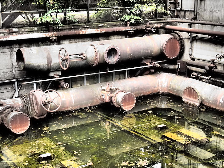 Duisburg, indústria, água, parque industrial, tubos