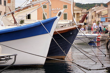 Port, csónakok, víz, tó, Garda, rögzítési, vitorlás hajók