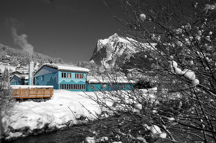 winter, Grindelwald, noordelijke muur, Zwitserland, winterse