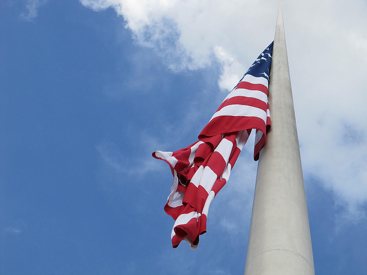 amerikanska flaggan, flagga, flygande, stjärnor och ränder, patriotism, flaxa, fladdrande