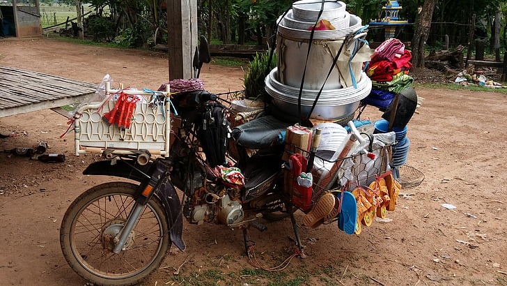 Laos, Motocykl, Azja, transportu, południowo-wschodniej, Motocykl, Sklep