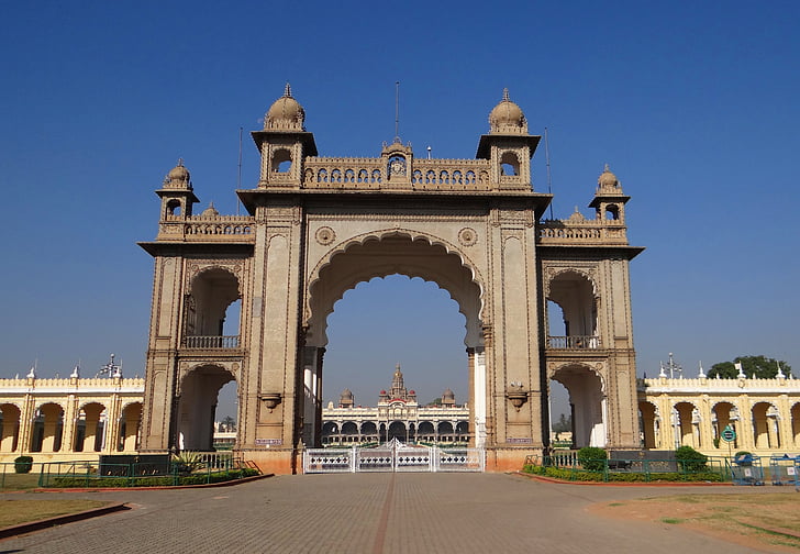 Gate, Mysore palace, arkitektur, landmärke, ingång, struktur, historiska