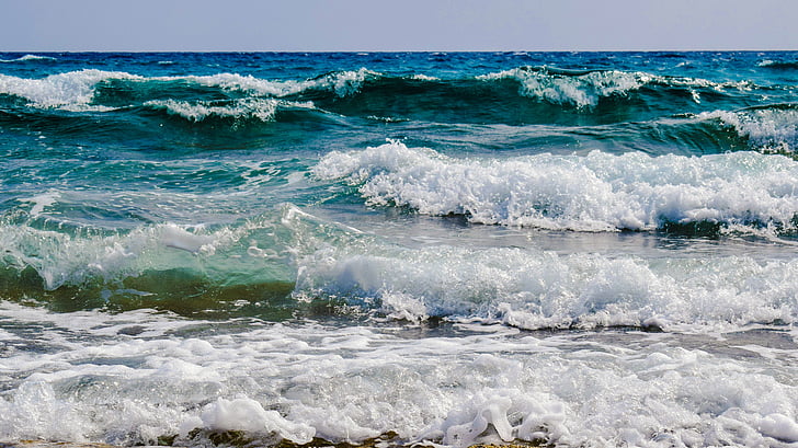 ondas, praia, natureza, vento, Seascape, mar, onda