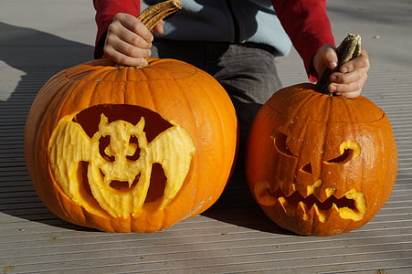 bat, halloween, pumpkin, pumpkin ghost, carved, art, artfully