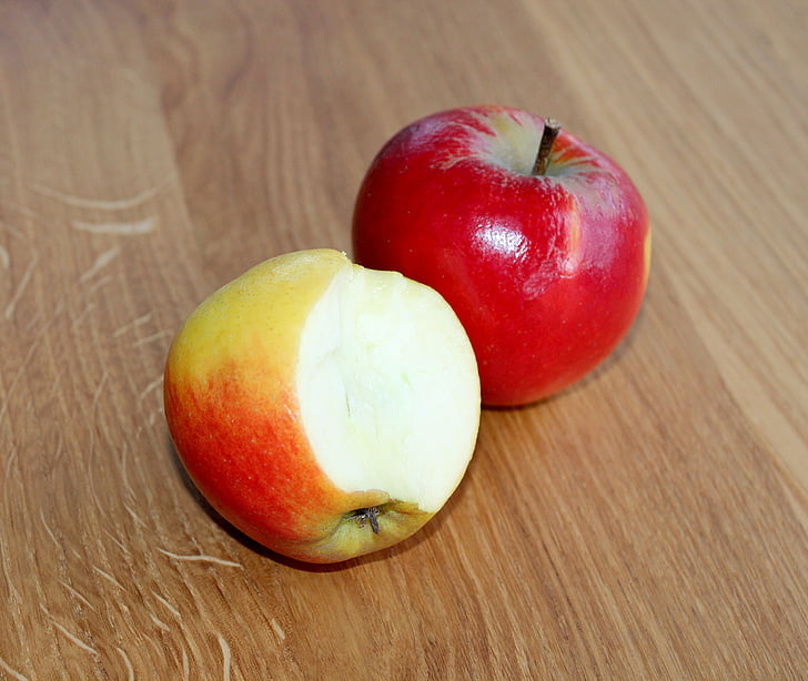 epler, rød, servering, frukt, frukt, helse, smak