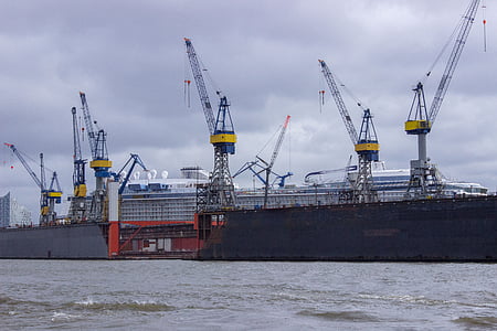 port, Hamburg, Ovation mărilor, Landungsbrücken, ponton, macara, Elba