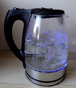 чайник, пузырь, стекло, устройство, удар, горячая вода, напиток