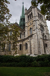Église, tour, Genève, bâtiment, architecture, foi, steeple