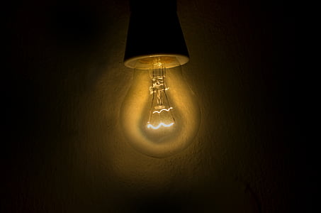světlé, žárovka, detail, tmavý, elektrické, elektřina, energii