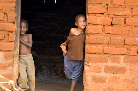 Kenia, Africa, bambini, ragazzi, carina, sorridente, in piedi