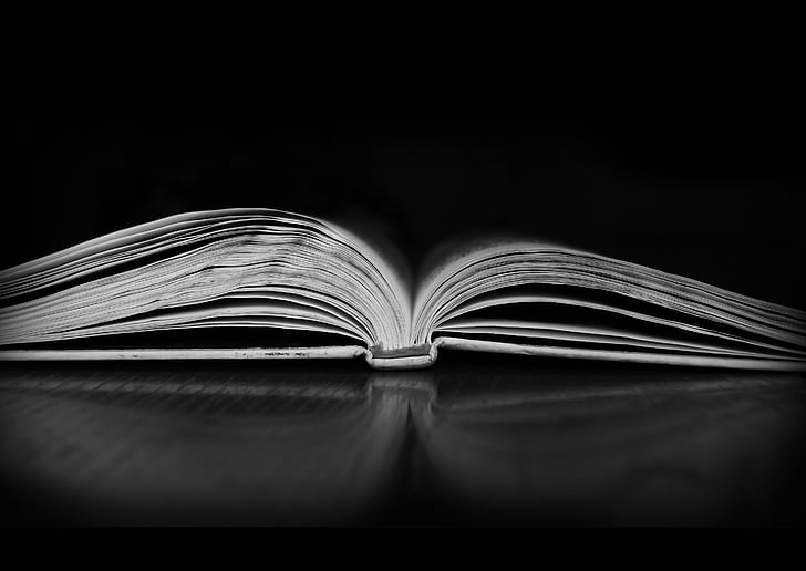 book, darkness, book in the dark, black and white, nikon, education, page