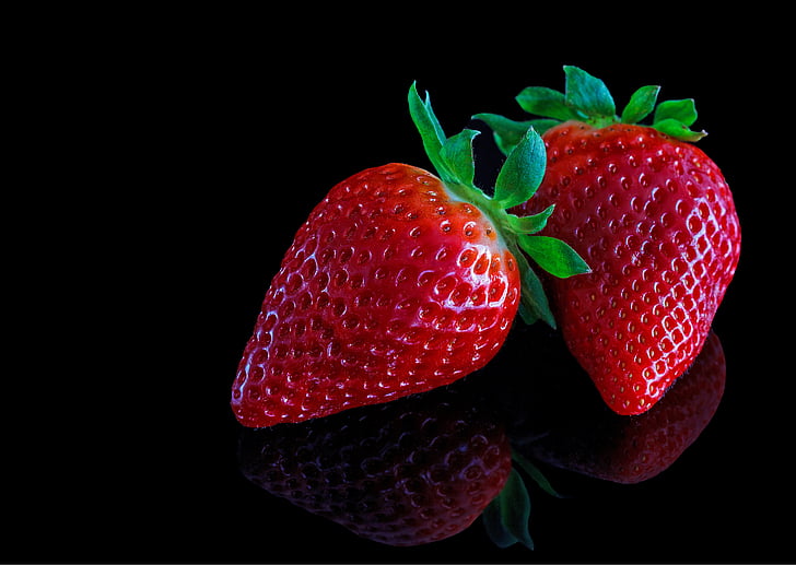fraises, petits fruits, rouge, fruits, macro, plante