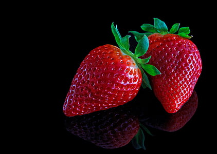strawberries, berries, red, fruit, macro, plant